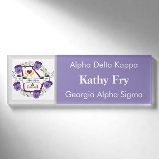 Badge D'identification Beta Epsilon Petit Nametag Centré Nom Modifiable