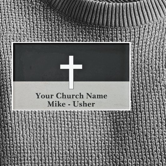 Badge D'identification Bienvenue Black White Christian Church Usher