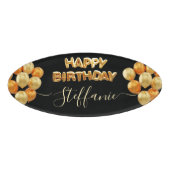 Badge D'identification Black Elegant Joyeux anniversaire (Devant)