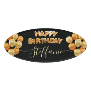 Badge D'identification Black Elegant Joyeux anniversaire
