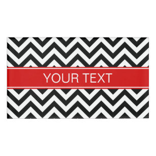 Badge D'identification Black White LG Chevron Red Name monogram