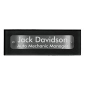 Badge D'identification Black with A Dark Silver Label Plate -Personalized (Devant)