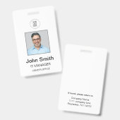 badge d'identification blanc (Avant & arrière)