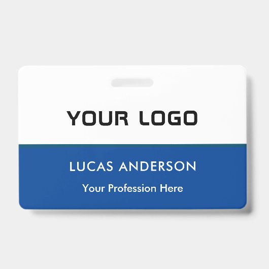 Badge d'identification blanc avec nom et titre d'e (Avant)
