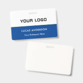 Badge d'identification blanc avec nom et titre d'e (Avant & arrière)