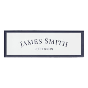 Badge D'identification Blanc Chic Indigo Bleu Foncé Tendance Structurelle