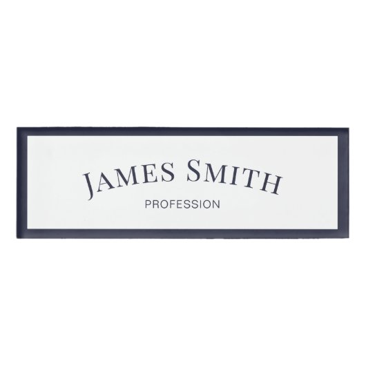 Badge D'identification Blanc Chic Indigo Bleu Foncé Tendance Structurelle (Devant)