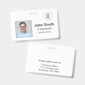 badge d'identification blanc horizontal (Recto et verso)