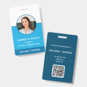 Badge d'identification bleu avec photo du professe (Avant & arrière)