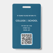 Badge d'identification bleu avec photo du professe (Arrière)