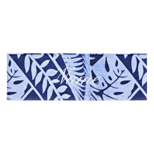 Badge D'identification Bleu blanc Feuille Motif Thunder_Cove (Devant)