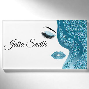 Badge D'identification Bleu clair moderne avec effet Parties scintillant