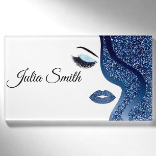 Badge D'identification Bleu foncé moderne avec effet Parties scintillant