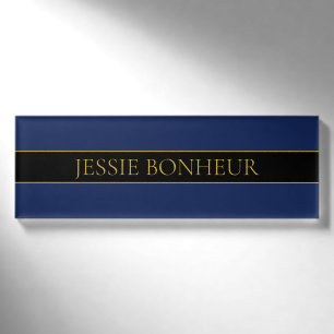 Badge D'identification Bleu marine & Or Nom Nom de famille ou entreprise