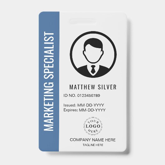 Badge d'identification bleu modéré pour l'usage pr (Avant)