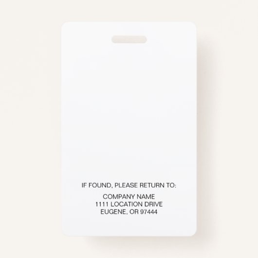 Badge d'identification bleu moderne (Dos)