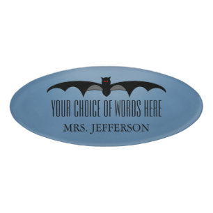 Badge D'identification Bleu nommé d'étiquette de Halloween de batte
