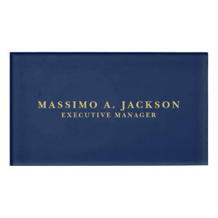 Badge D'identification Bleu Or Couleurs Professionnel Tendance Moderne Un