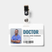 Badge d'identification bleue de l'hôpital du médec (Avant avec clip)