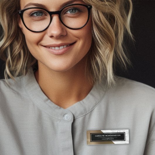 Badge D'identification Bloc de couleur métal brossé en marbre moderne or