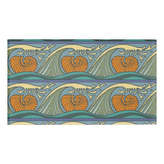 Badge D'identification Blue Ocean Waves Nautilus Seashell Motif Nouveau (Devant)