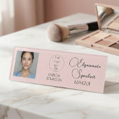 Badge D'identification Blush Pink Script Logo Photo Makeup