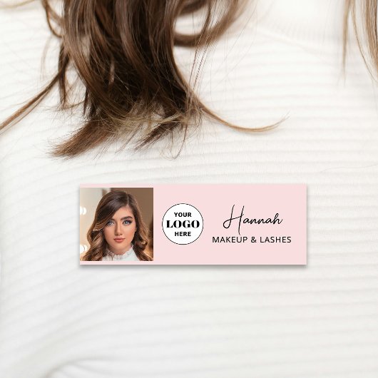 Badge D'identification Blush Rose Logo Script Photo Maquillage