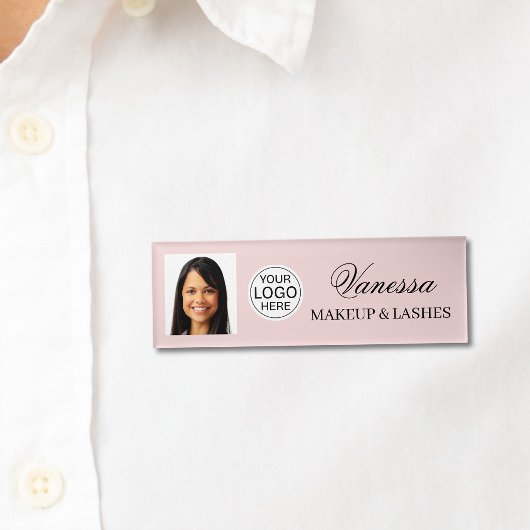 Badge D'identification Blush Rose Logo Script Photo Maquillage