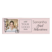 Badge D'identification Blush Rose Noir Logo Photo Script Technique Ongle (Devant)