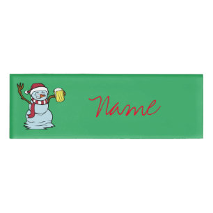 Badge D'identification Boire de la bière Snowman Drunk Thunder_Cove