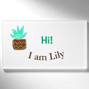 Badge D'identification Bonjour Je suis Lily cactus succulent ajouter nom