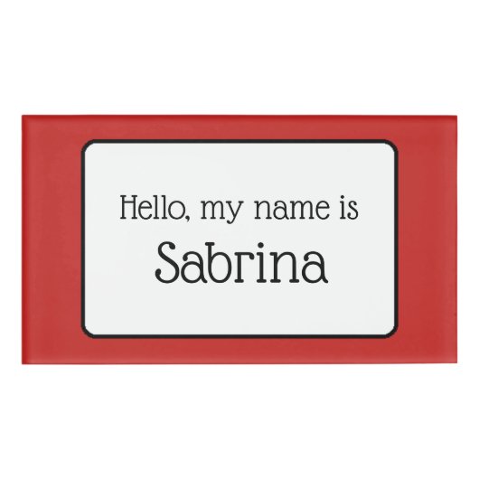 Badge D'identification Bonjour Mon Nom Est ... Balise Nom rouge (Devant)