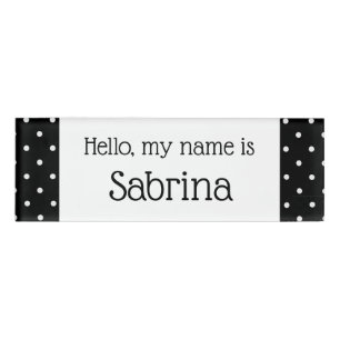 Badge D'identification Bonjour Mon Nom Est X Black Pois Nom Balise