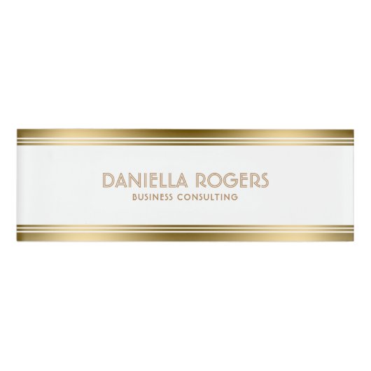 Badge D'identification Bordure d'or décorative simple moderne (Devant)