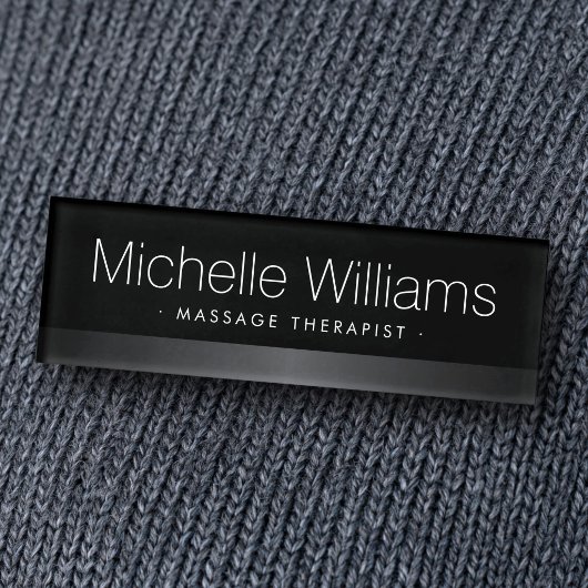 Badge D'identification Bordure grise satinée élégante noir