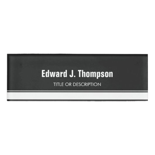 Badge D'identification Bordure simple gris blanc (Devant)