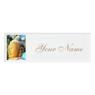 Badge D'identification bouddha de neige dorée sereine
