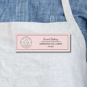 Badge D'identification Boulangerie Moderne Logo Personnalisé Rose
