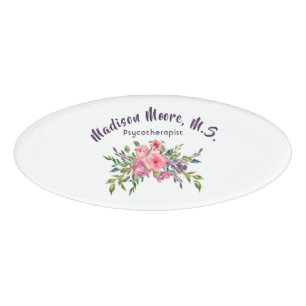 Badge D'identification Bouquet Floral Lavande Et Rose