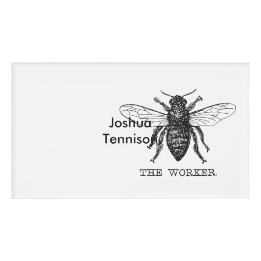 Badge D'identification Bourdon noir ouvrier abeille miel (Devant)