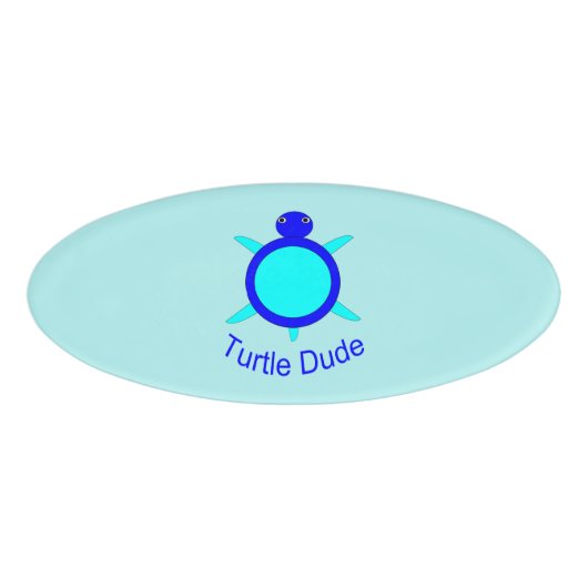Badge D'identification Bright Blue Turtle Dude Nom balise (Devant)