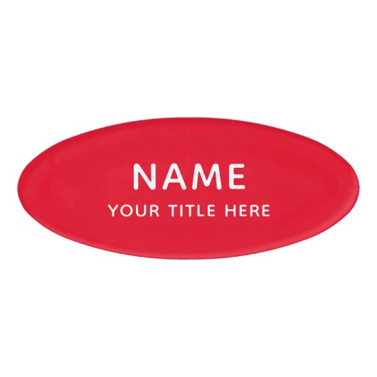 Badge D'identification Bright Red Simple Basic Modern Title (Devant)