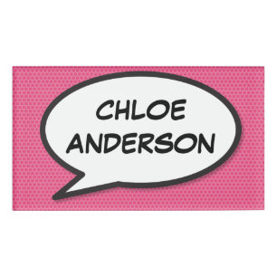 Badge D'identification Bulle de dialogue de bande dessinée rose simple mo