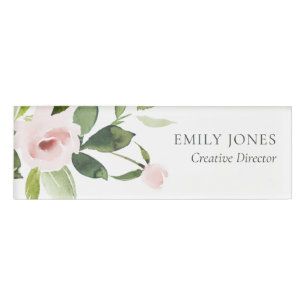 BADGE D'IDENTIFICATION BUNCH FLORAL ROSE ROSE BLANC DOUX ET SOBRE À COUL