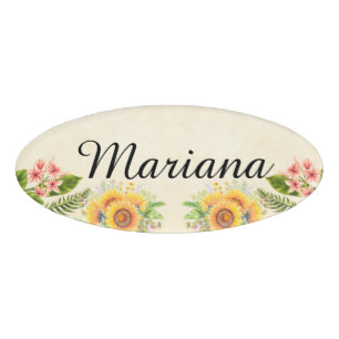 Badge D'identification Cadre de nom floral coloré personnalisé