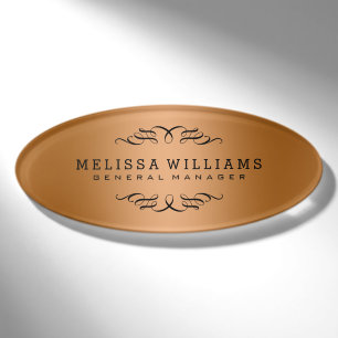 Badge D'identification Cadre moderne rose gold et noir à tourbillons
