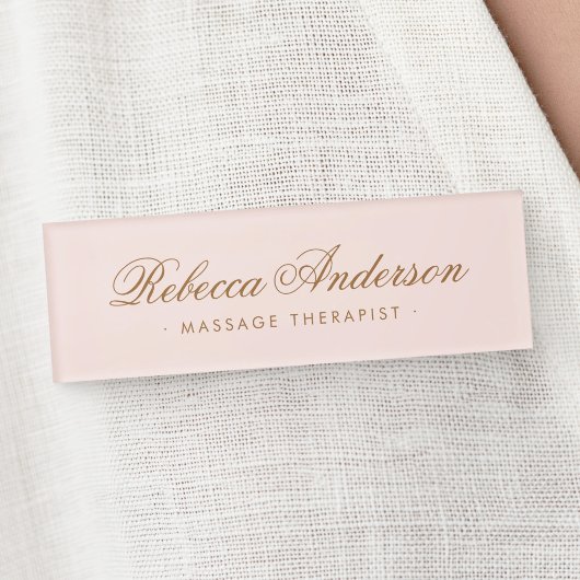 Badge D'identification Calligraphie chic rose poudré