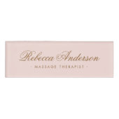 Badge D'identification Calligraphie chic rose poudré (Devant)