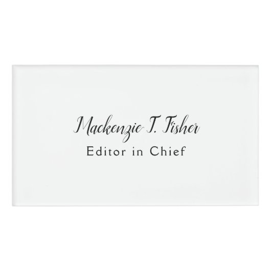 Badge D'identification Calligraphie classique Élégante Plaque blanche sim (Devant)