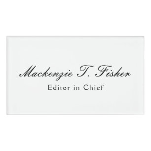 Badge D'identification Calligraphie classique Élégante Plaque blanche sim